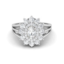 Load image into Gallery viewer, Moissanite Sunburst Halo Ring – Sterling Silver
