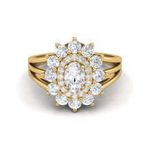 Load image into Gallery viewer, Moissanite Sunburst Halo Ring – Sterling Silver
