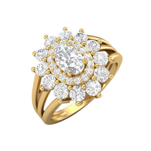 Load image into Gallery viewer, Moissanite Sunburst Halo Ring – Sterling Silver
