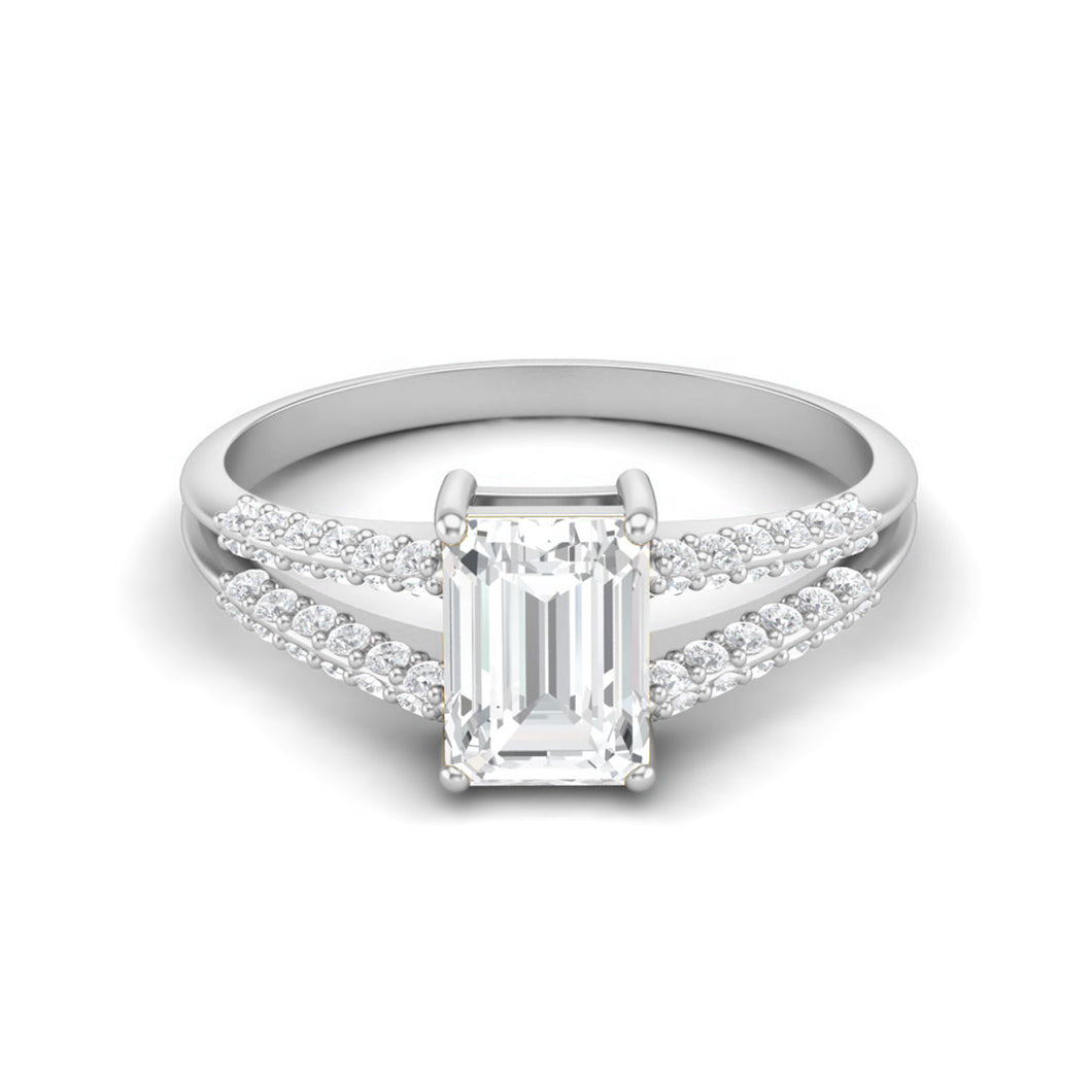 Moissanite Split Shank Ring – Sterling Silver