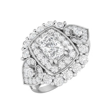 Load image into Gallery viewer, Moissanite Cushion Halo Ring – Sterling Silver
