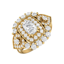Load image into Gallery viewer, Moissanite Cushion Halo Ring – Sterling Silver
