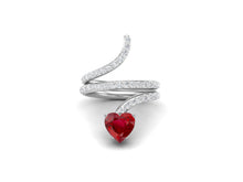 Load image into Gallery viewer, Ruby Heart-Shaped Snake Ring - Sterling Silver

