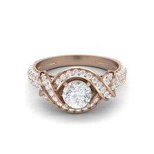 Load image into Gallery viewer, Moissanite Twisted Halo Engagement Ring – Sterling Silver
