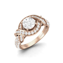 Load image into Gallery viewer, Moissanite Twisted Halo Engagement Ring – Sterling Silver
