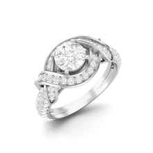Load image into Gallery viewer, Moissanite Twisted Halo Engagement Ring – Sterling Silver
