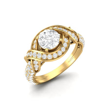Load image into Gallery viewer, Moissanite Twisted Halo Engagement Ring – Sterling Silver
