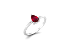 Load image into Gallery viewer, Ruby Pear-Shaped Twisted Band Ring - Sterling Silver
