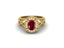 Load image into Gallery viewer, Ruby Oval Filigree Design Ring - Sterling Silver
