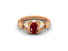 Load image into Gallery viewer, Ruby Oval Art Deco Ring - Sterling Silver
