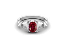 Load image into Gallery viewer, Ruby Oval Art Deco Ring - Sterling Silver

