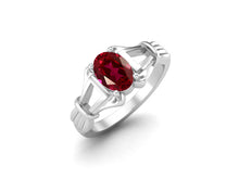 Load image into Gallery viewer, Ruby Oval Art Deco Ring - Sterling Silver
