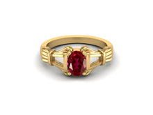 Load image into Gallery viewer, Ruby Oval Art Deco Ring - Sterling Silver
