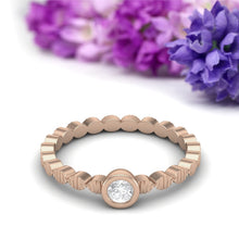 Load image into Gallery viewer, Moissanite Stackable Textured Band Ring – Sterling Silver
