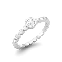 Load image into Gallery viewer, Moissanite Stackable Textured Band Ring – Sterling Silver
