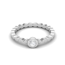 Load image into Gallery viewer, Moissanite Stackable Textured Band Ring – Sterling Silver
