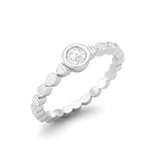 Load image into Gallery viewer, Moissanite Stackable Textured Band Ring – Sterling Silver
