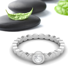 Load image into Gallery viewer, Moissanite Stackable Textured Band Ring – Sterling Silver
