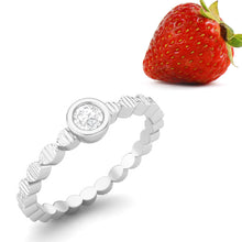 Load image into Gallery viewer, Moissanite Stackable Textured Band Ring – Sterling Silver
