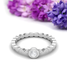 Load image into Gallery viewer, Moissanite Stackable Textured Band Ring – Sterling Silver

