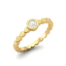 Load image into Gallery viewer, Moissanite Stackable Textured Band Ring – Sterling Silver
