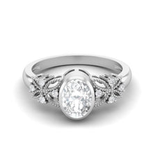 Load image into Gallery viewer, Moissanite Vintage Floral Accents Ring – Sterling Silver
