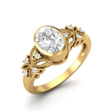 Load image into Gallery viewer, Moissanite Vintage Floral Accents Ring – Sterling Silver

