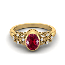 Load image into Gallery viewer, Ruby Floral Diamond Accents Ring - Sterling Silver
