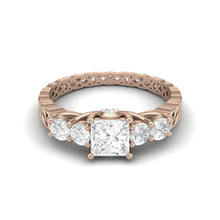 Load image into Gallery viewer, Moissanite Vintage Lattice Band Design Ring – Sterling Silver
