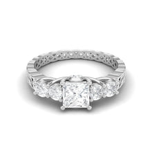 Load image into Gallery viewer, Moissanite Vintage Lattice Band Design Ring – Sterling Silver
