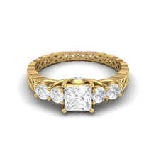 Load image into Gallery viewer, Moissanite Vintage Lattice Band Design Ring – Sterling Silver
