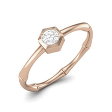 Load image into Gallery viewer, Moissanite Bamboo-Inspired Hexagon Bezel Ring – Sterling Silver
