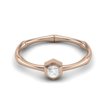Load image into Gallery viewer, Moissanite Bamboo-Inspired Hexagon Bezel Ring – Sterling Silver
