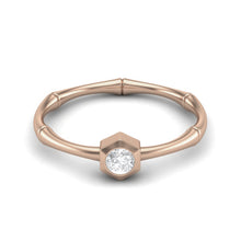 Load image into Gallery viewer, Moissanite Bamboo-Inspired Hexagon Bezel Ring – Sterling Silver
