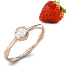 Load image into Gallery viewer, Moissanite Bamboo-Inspired Hexagon Bezel Ring – Sterling Silver
