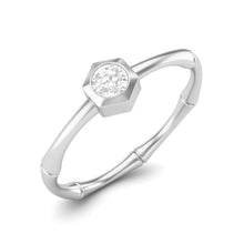 Load image into Gallery viewer, Moissanite Bamboo-Inspired Hexagon Bezel Ring – Sterling Silver
