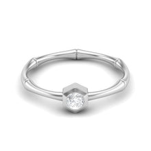 Load image into Gallery viewer, Moissanite Bamboo-Inspired Hexagon Bezel Ring – Sterling Silver
