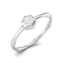 Load image into Gallery viewer, Moissanite Bamboo-Inspired Hexagon Bezel Ring – Sterling Silver
