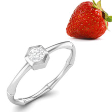 Load image into Gallery viewer, Moissanite Bamboo-Inspired Hexagon Bezel Ring – Sterling Silver
