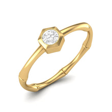 Load image into Gallery viewer, Moissanite Bamboo-Inspired Hexagon Bezel Ring – Sterling Silver
