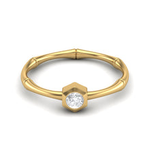 Load image into Gallery viewer, Moissanite Bamboo-Inspired Hexagon Bezel Ring – Sterling Silver
