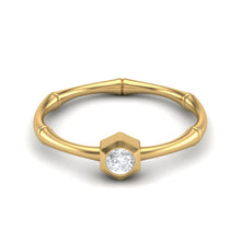 Load image into Gallery viewer, Moissanite Bamboo-Inspired Hexagon Bezel Ring – Sterling Silver
