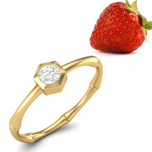Load image into Gallery viewer, Moissanite Bamboo-Inspired Hexagon Bezel Ring – Sterling Silver
