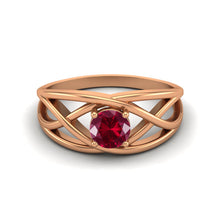 Load image into Gallery viewer, Ruby Round Criss Cross Band Ring - Sterling Silver
