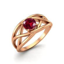 Load image into Gallery viewer, Ruby Round Criss Cross Band Ring - Sterling Silver
