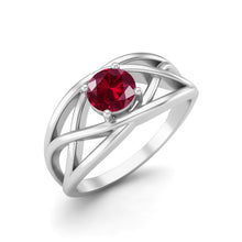 Load image into Gallery viewer, Ruby Round Criss Cross Band Ring - Sterling Silver
