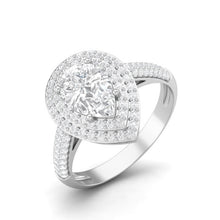 Load image into Gallery viewer, Moissanite Double Halo Pavé Statement Ring – Sterling Silver
