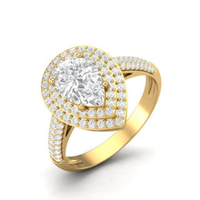 Load image into Gallery viewer, Moissanite Double Halo Pavé Statement Ring – Sterling Silver

