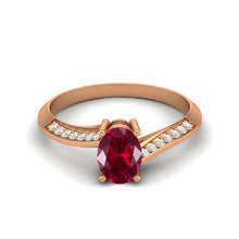 Load image into Gallery viewer, Ruby Oval Twisted Band Ring - Sterling Silver
