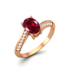 Load image into Gallery viewer, Ruby Oval Twisted Band Ring - Sterling Silver
